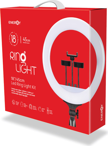 רינג תאורה - 45 ס"מ כולל חצובה 1.9 מ' Energy אנרג'י RL-18