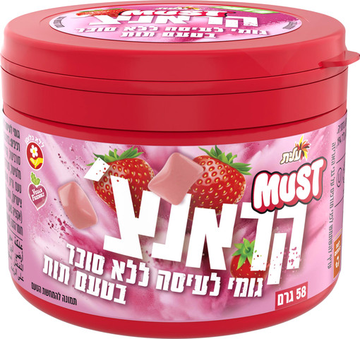 קראנצ' גומי לעיסה ללא סוכר בטעם תות