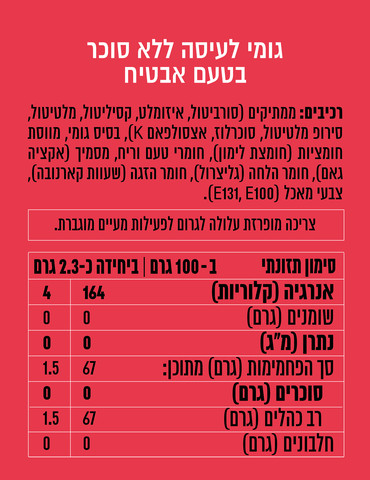 קראנצ' גומי לעיסה ללא סוכר בטעם אבטיל