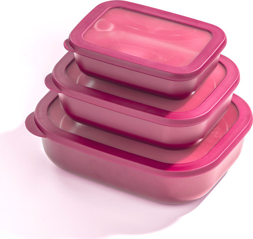 סט 3 קופסאות אחסון פלסטיק ממוחזר NESTY ורוד מבית Food appeal