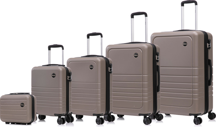 סט מזוודות קשיחות 5 חלקים דגם Horizon מבית המותג gipro Japan צבע כסף