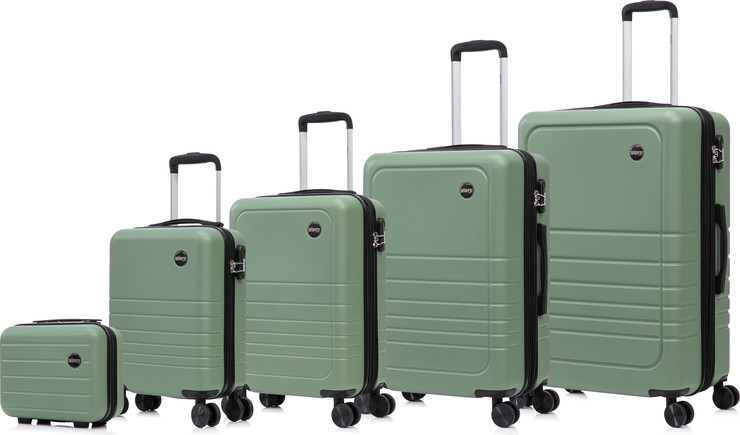 סט מזוודות קשיחות 5 חלקים דגם Horizon מבית המותג gipro Japan צבע כסף