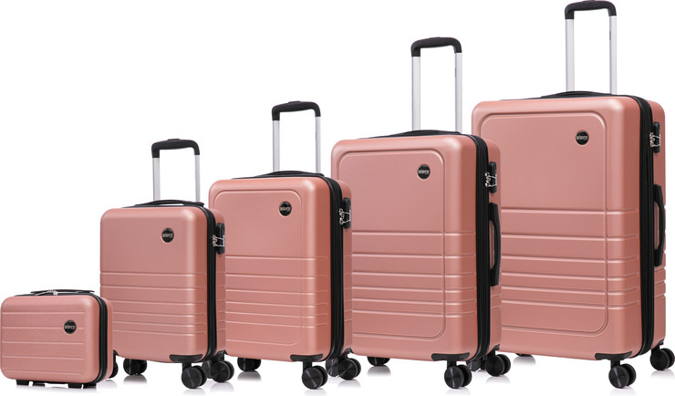 סט מזוודות קשיחות 5 חלקים דגם Horizon מבית המותג gipro Japan צבע כסף