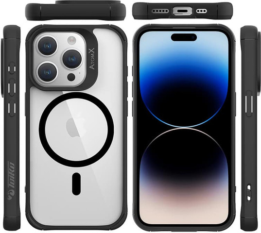 כיסוי לאייפון iPhone 15 שקוף שחור Toiko AtomX Magsafe