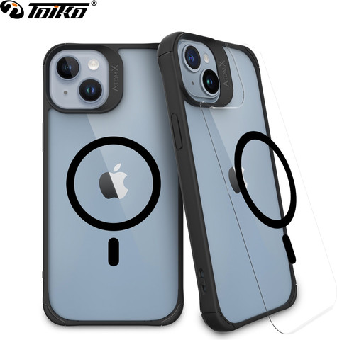 כיסוי לאייפון iPhone 15 שקוף שחור Toiko AtomX Magsafe