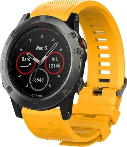 רצועת סיליקון איכותית QuickFit 26MM לשעוני גרמין #07 Yellow