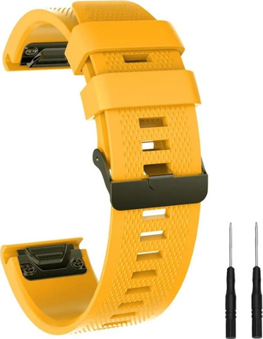 רצועת סיליקון איכותית QuickFit 26MM לשעוני גרמין #07 Yellow