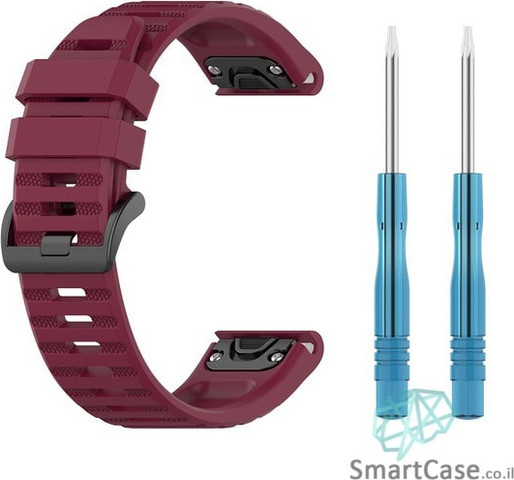 רצועת סיליקון 26mm QuickFit לשעוני גרמין פניקס בורדו
