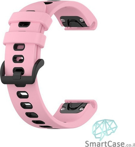 רצועת סיליקון 26mm QuickFit לשעוני גרמין פניקס ורוד שחור