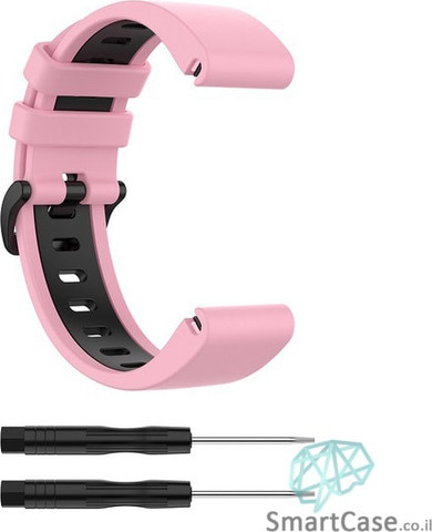 רצועת סיליקון 26mm QuickFit לשעוני גרמין פניקס ורוד שחור