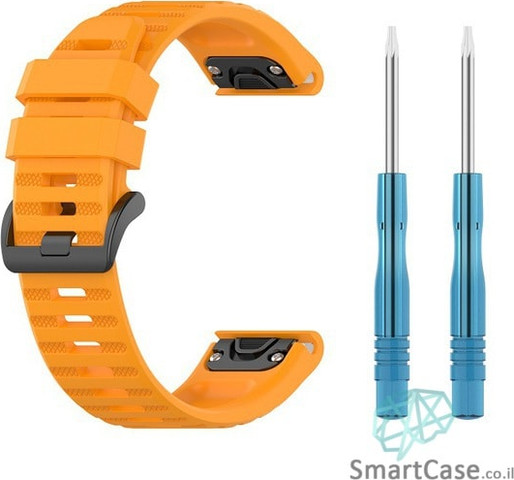 רצועת סיליקון 26mm QuickFit לשעוני גרמין פניקס כתום