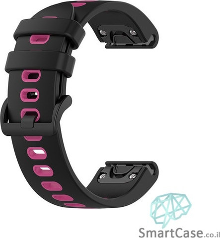רצועת סיליקון 26mm QuickFit לשעוני גרמין פניקס שחור ורוד