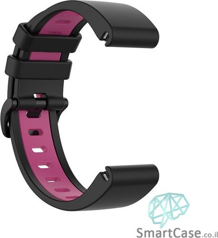 רצועת סיליקון 26mm QuickFit לשעוני גרמין פניקס שחור ורוד