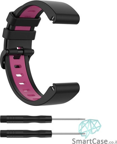 רצועת סיליקון 26mm QuickFit לשעוני גרמין פניקס שחור ורוד