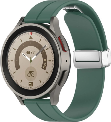 רצועת סיליקון Quick Release 20mm סוגר מגנטי כסוף צבע רצועה Dark green
