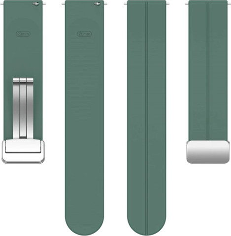 רצועת סיליקון Quick Release 20mm סוגר מגנטי כסוף צבע רצועה Dark green