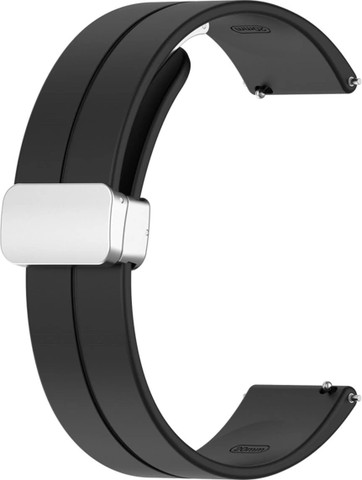 רצועת סיליקון Quick Release 22mm סוגר מגנטי כסוף צבע רצועה Black