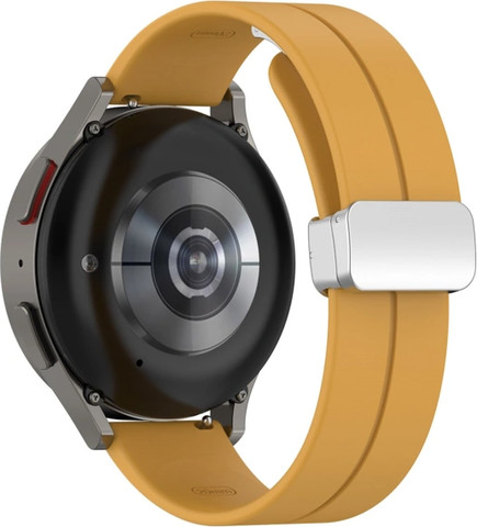 רצועת סיליקון Quick Release 22mm סוגר מגנטי כסוף צבע רצועה Yellow