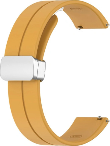 רצועת סיליקון Quick Release 22mm סוגר מגנטי כסוף צבע רצועה Yellow