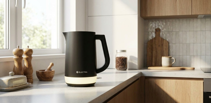 קומקום מואר Electra LD-K3071 - צבע שחור מוברשת