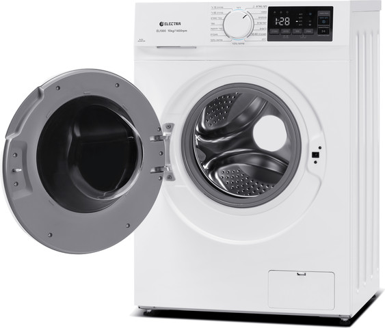 מכונת כביסה פתח חזית 10 ק"ג Electra EL1000 עם מנוע Inverter במהירות 1400 סל"ד - צבע לבן