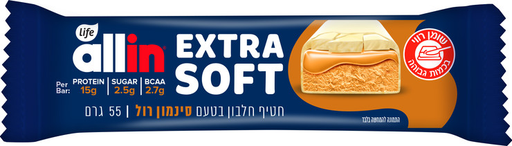 ALL IN חטיף חלבון אקסטרה סופט בטעם סינמון רול
