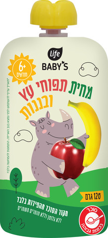 לייף בייביז מחית תפוחי עץ ובננה סקוויז