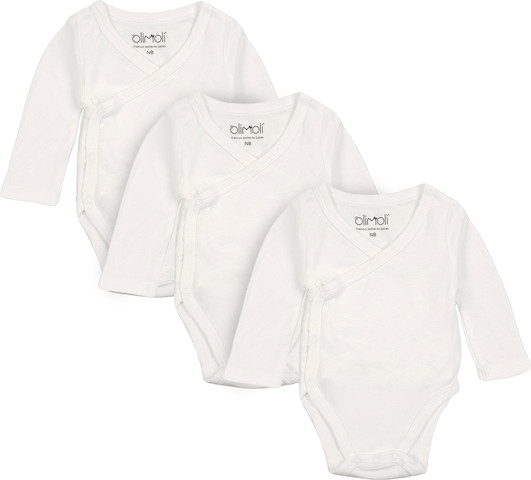 מארז שלישיית בגדי גוף חלק לבן – Baby Body Suit 3 PCS
