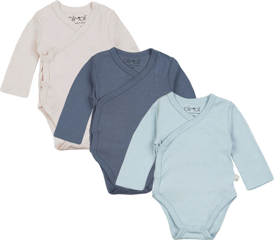 מארז שלישיית בגדי גוף חלק בנים – Baby Body Suit 3 PCS