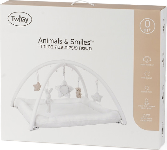 משטח פעילות עבה - Animals & Smiles Baby Comfy Playgym