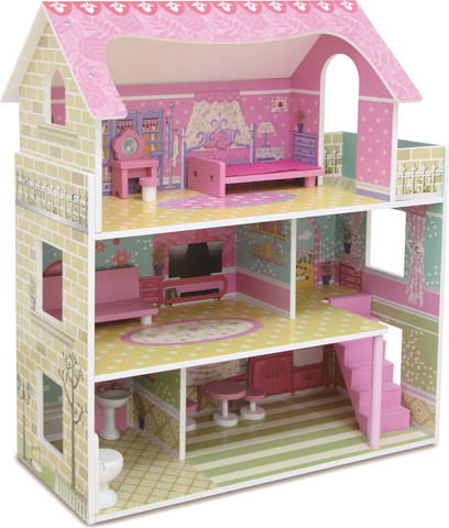 בית בובות מאובזר וילה 3 קומות דגם Dollhouse Mension TX1055E