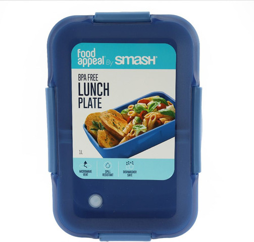 אחסונית ארוחה מלבנית עם מפריד/מחלק 1.0 ל' כחול Food appeal by Smash / Adult / Microwave