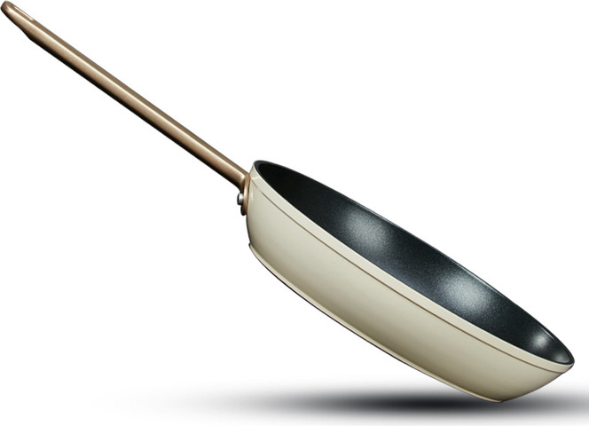 מחבת 28 ס"מ ENIGMA NONSTICK קרם ידיות שמפניה מבית  Food appeal