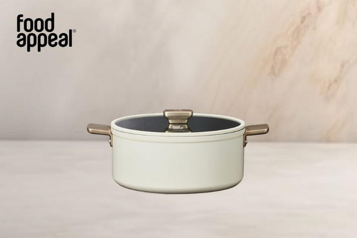 סיר 20 ס"מ 2.85 ליטר ENIGMA NONSTICK קרם ידיות שמפניה מבית  Food appeal