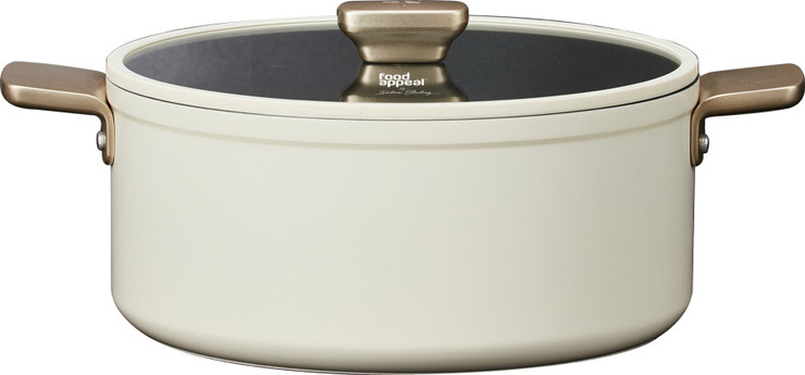 סיר 28 ס"מ  ENIGMA NONSTICK  ליטר קרם ידיות שמפניה מבית  Food appeal
