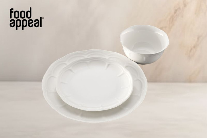 סט אוכל 18 חלקים NEW BON CHINA JANE WHITE מבית Food appeal