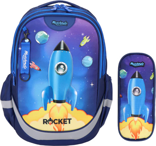 תיק בית ספר אורטופדי 3 תאים עם קלמר תואם דגם Rocket מבית  marshmelo | Dreamland כחול