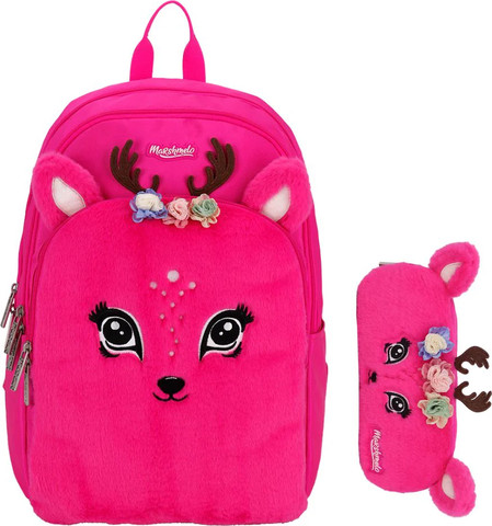 תיק בית ספר חצי אורטופדי פרוותי עם קלמר מסדרת Fluffy Pack מבית Marshmelo דגם פפיון