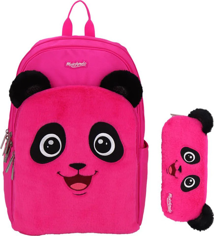 תיק בית ספר חצי אורטופדי פרוותי עם קלמר מסדרת Fluffy Pack מבית Marshmelo דגם פנדה