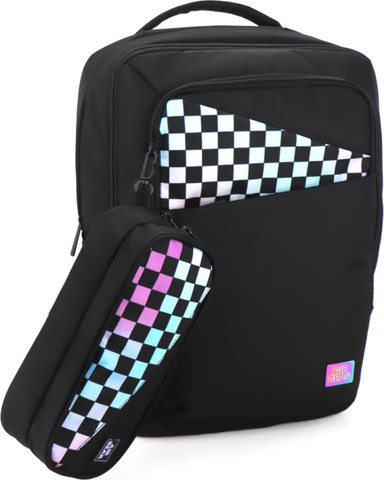 תיק גב מתרחב וקלמר דו תאי Urban Check מבית Air Bear צבע אפרסק
