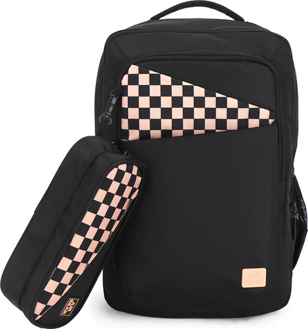תיק גב מתרחב וקלמר דו תאי Urban Check מבית Air Bear צבע ורוד