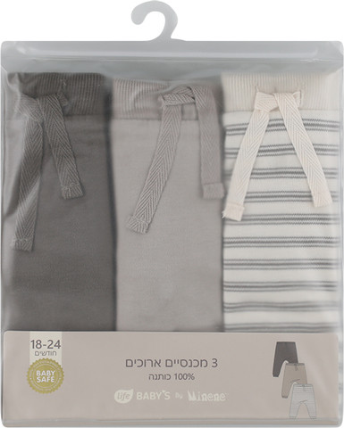 לייף בייביז  מארז מכנסיים ארוכים 18-24 חומים