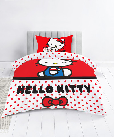 מצעי ילדים ונוער 100% כותנה - HELLO KITTY RETRO - סט מצעים נוער