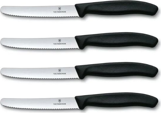 סט 4 סכיני ירקות עגול משונן שחור Victorinox