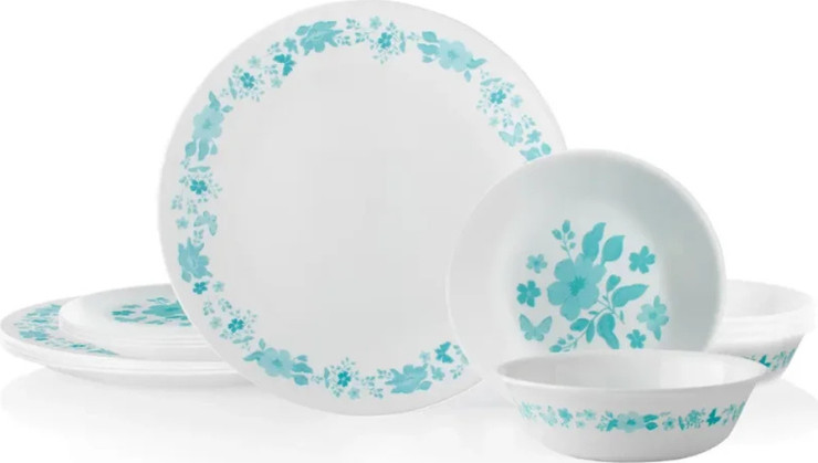 סט צלחות קורל 24 חלקים ל 8 סועדים דגם Teal של קורנינג ארה"ב 