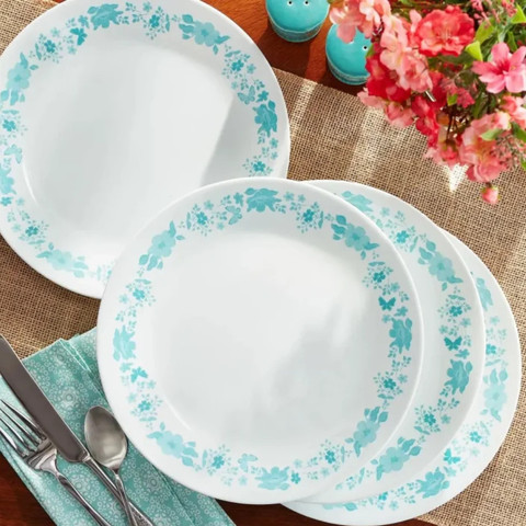 סט צלחות קורל 24 חלקים ל 8 סועדים דגם Teal של קורנינג ארה"ב 