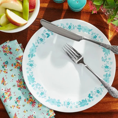 סט צלחות קורל 24 חלקים ל 8 סועדים דגם Teal של קורנינג ארה"ב 