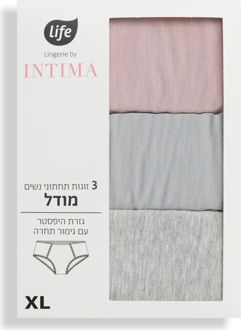 אינטימה תחתוני היפסטר 3PP מודל XL צבע אפור