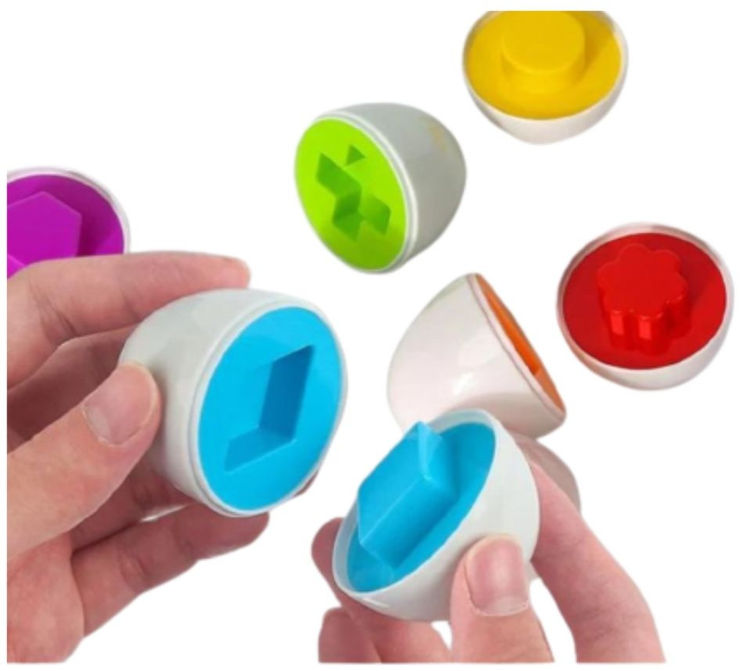 מארז 12 ביצים למשחק התאם צורה ולימוד צבעים