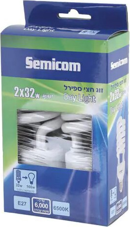 זוג נורות EL אור יום Semicom HY-HS2X3227/DL 32W E27